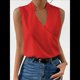 thumbnail image 5 of Camisetas Sin Mangas Plisadas para Mujer, Blusas Casuales Sin Mangas con Cuello en V, Camiseta Básica de Verano Rojo L, 5 of 7