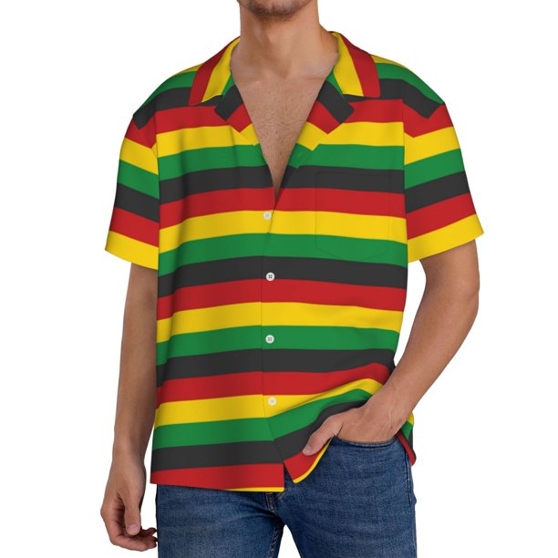 Fotbe Music Colors 1 Camisa Estampada de Manga Corta para Hombre, Casual de Verano, Estilo Playero, Sin Arrugas-Medium