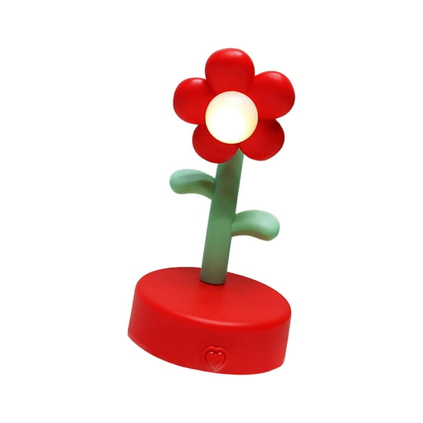 Lámpara de mesa con diseño de flores, moderna, decorativa, para mesita de noche o escritorio Rojo