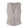 thumbnail image 4 of Cuhas Womens Coats Jackets for Women Vintage Vest Summer Deep V-Neck Solid Casual Sleeveless Tank Cotton Linen Thin Outerwear Vest Womens Tops White 1X, 4 of 6