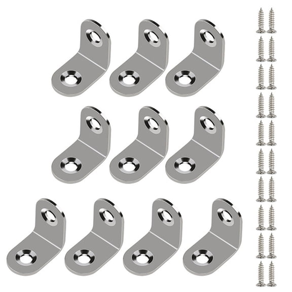 L Shaped Stainless Steel Brackets set Corner Brace Assortment Joint Right Angles Simple Installation for Wood Fixation