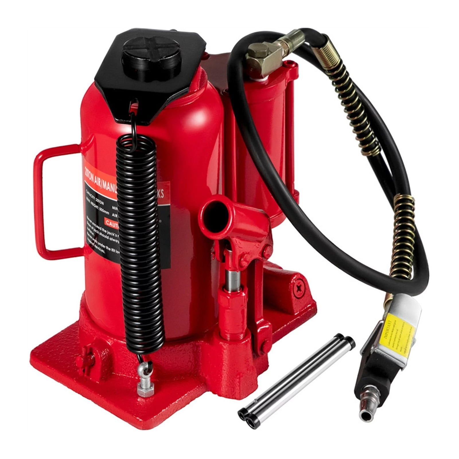 Cric Bouteille Hydraulique 50 Tonnes (100 000 Lbs) - Pneumatique & Manuel - Acier Rouge