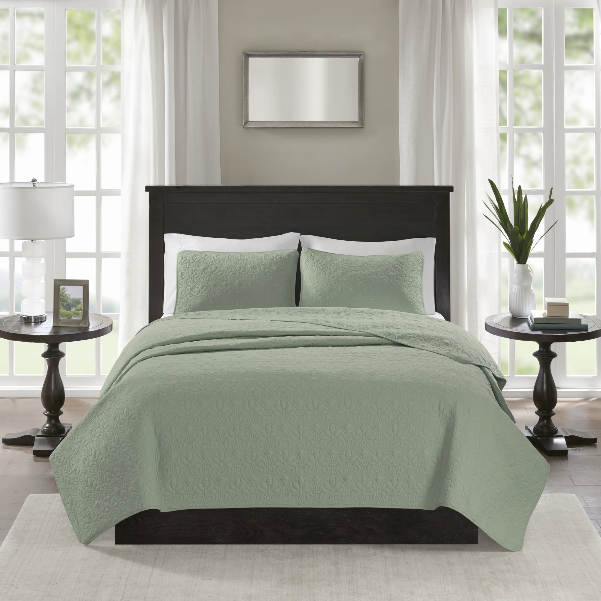 Madison Park Full/Queen Quebec 3-Piece Reversible Quilt Set, Seafoam