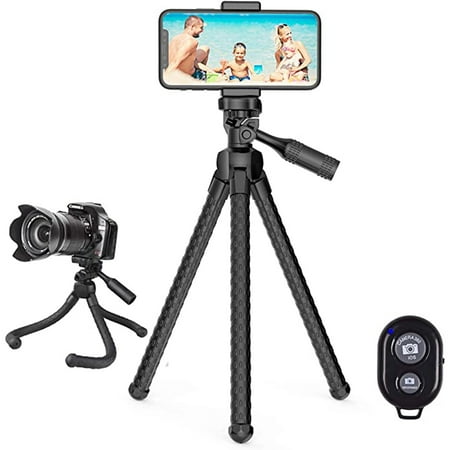 Image of Flexible Phone Tripod with Bluetooth Remote Adjustable Legs Waterproof Durable for iPhone Android Samsung Compact Digital Camera