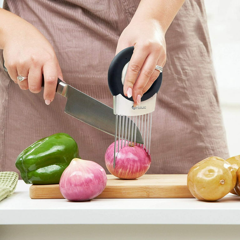 Orblue All-In-One Onion Holder - Onion Slicer and Chopper with Stainless  Steel Odor Remover