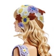 thumbnail image 2 of Unique Bargains 2 Pcs Triangle Bandana Knitted Turban Crochet Hair Scarf for Women Beige Red Purple Yellow, 2 of 5