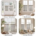 thumbnail image 4 of Striped Linen Kitchen Curtains 24 Inches Length Tier Curtains Farmhouse Modern Cafe Small Window Treatments Airy Light Filtering Rod Pocket for Living Room Bathroom 2 Panels Jet Black, 4 of 8