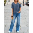 thumbnail image 6 of Summer Women V Neck T Shirt Casual Short Sleeved Basic T Shirt Top, 6 of 6