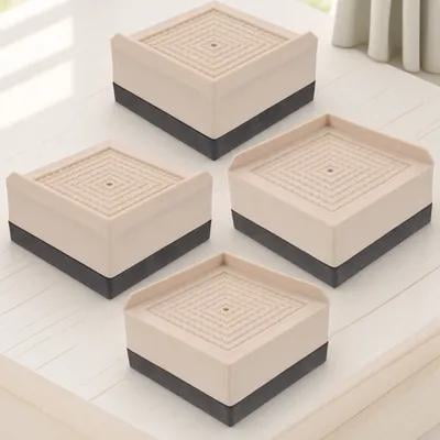 Toyandona Furniture Risers Beige Plastic, Increases Height and Storage, 4Pcs
