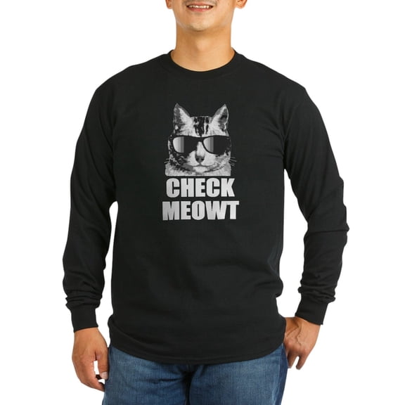 CafePress - Check Meowt Long Sleeve Dark T Shirt - Long Sleeve Dark T-Shirt