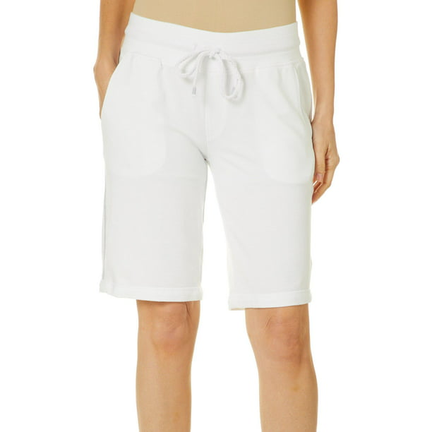 Brisas - Brisas Womens Solid French Terry Pull On Bermuda Shorts ...