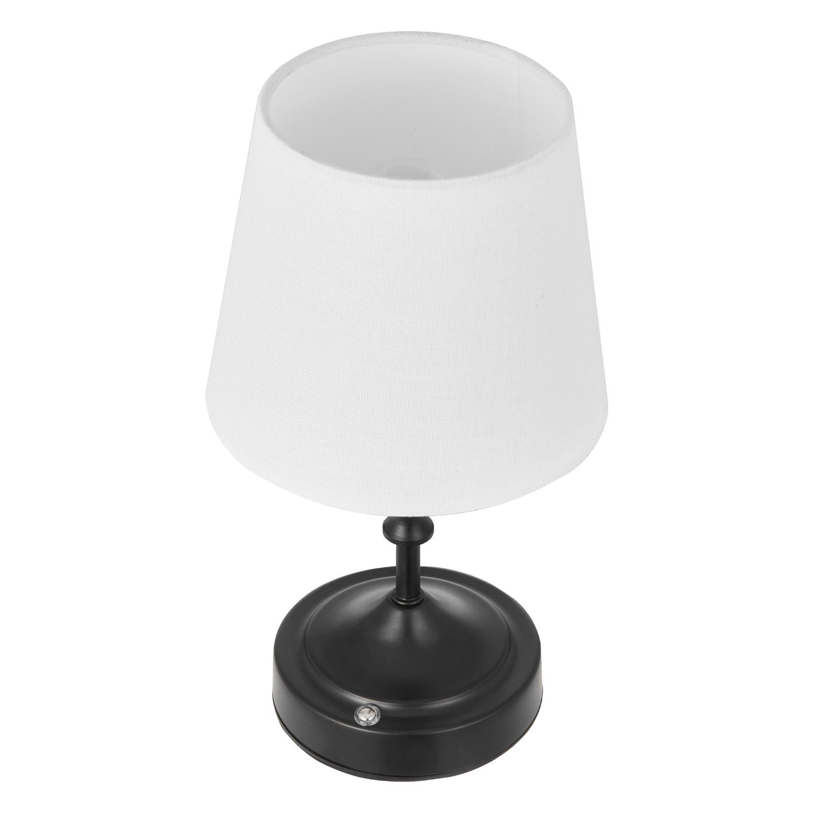Black Cordless Table Lamp with Rechargeable Battery – Small Fabric Shade Desk Lamp for Bedroom & Office