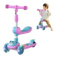 thumbnail image 3 of Eotvia Kids Scooter with LED Lighted Wheels, 3 Adjustable Height Handlebars and Foldable Seat - Sit or Stand Ride, Lean-to-Steer & Widen Anti-Slip Deck, Scooters for Kids 3 YO & up, Pink, 3 of 9