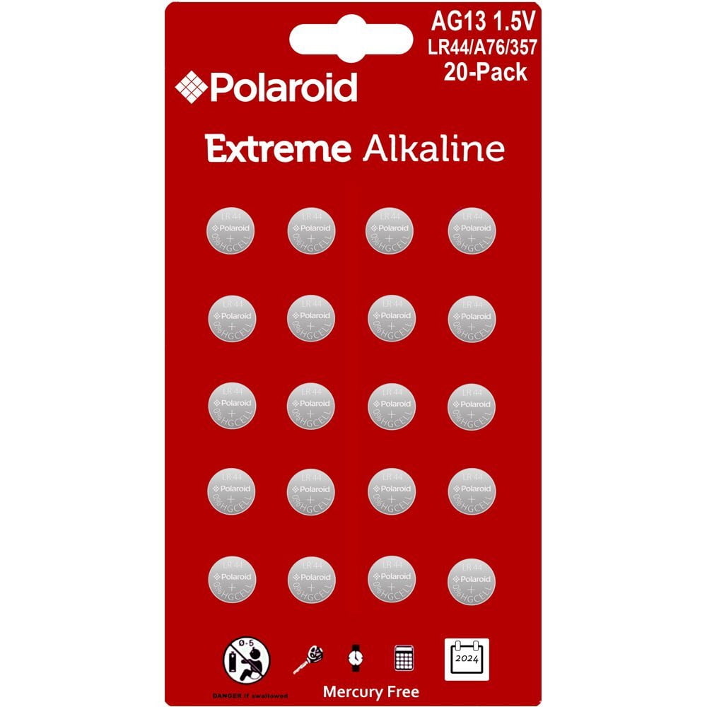 Polaroid Extreme GPA76 LR44 AG13 1.5V Button Cell Alkaline Batteries Hexbug Compatible (20Pack