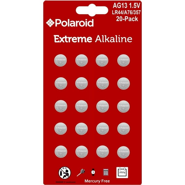 Polaroid Extreme GPA76 LR44 AG13 1.5V Button Cell Alkaline Batteries