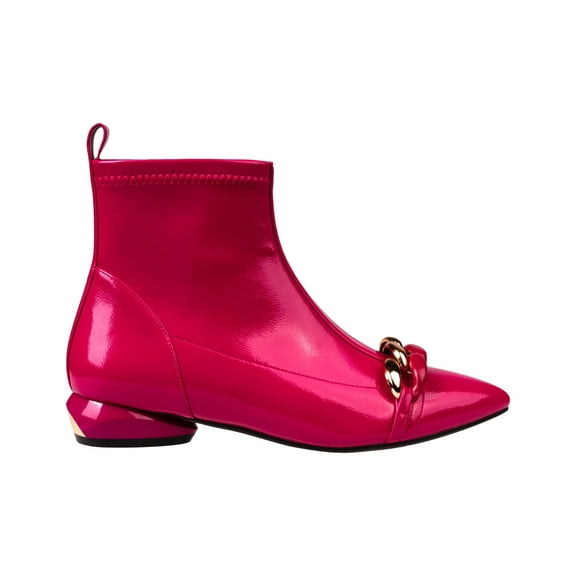 Ninety Union Milan Chain Detail Low Metal Heel Bootie, Fuchsia, 10