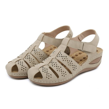 

Cathalem Thong Sandals for Women Size 11 Womens Wedge Flip Flops Summer Comfortable Platform Bohemia Bandage Sandals for Women Beige 8