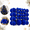 Blue, variant on 46 Pcs Velvet Christmas Ball Ornaments, Flocked Plastic Tree Decorations, 5 Styles, 3 Sizes 1.57/2.36/3.15 in, Hanging Xmas Decor Orange