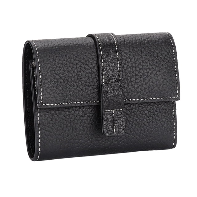 Sonducket Monedero de cuero para mujer, reemplazo Rectangular, tres pliegues, Color sólido, cierre con cremallera, elegante carpeta de fotos, Carteras Negro