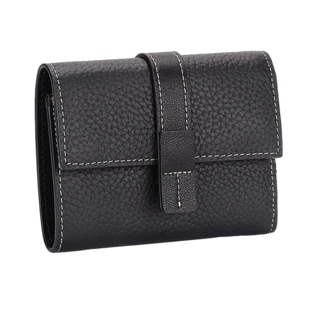 Sonducket Monedero de cuero para mujer, reemplazo Rectangular, tres pliegues, Color sólido, cierre con cremallera, elegante carpeta de fotos, Carteras Negro