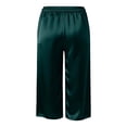 thumbnail image 5 of GEWSEY Satin Capri Pants for Women Loose Fit Fashion Solid Trousers Lightweight Drawstring High Waist Casual Cropped Trouser (Dark Green, M), 5 of 5