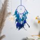 thumbnail image 1 of Adorno de decoración para el hogar Dreamcatcher | Tapizones de pared bohemios | Anillo de Cristal Natural Cobre y Hierro | Cuentas de madera de plumas | Rosas azules | 23,62 x 7,87 in | Salón,, 1 of 6
