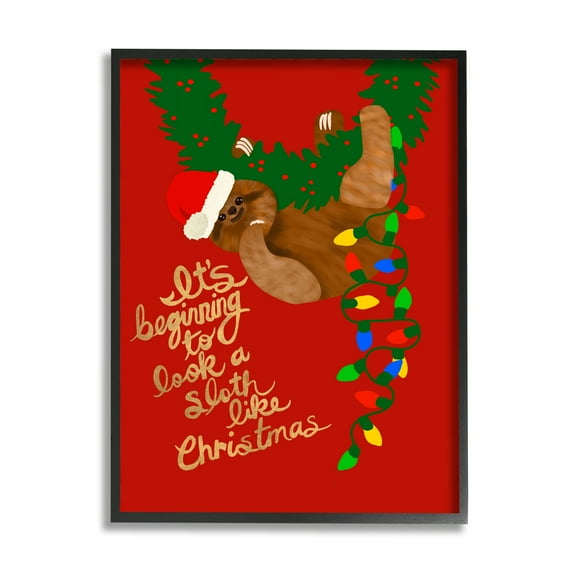 Stupell Industries A Sloth Like Christmas Festive Winter Holiday Pun, 11 x 14, Design by Jen Bucheli