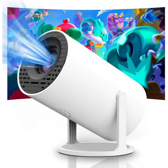 Portable Mini Projector with 4K Compatible, Native 480P, Home Video Projector with WiFi & Bluetooth