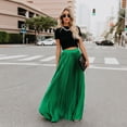 thumbnail image 6 of Fgnfyis Womens Fashion High Waist Fold Soild Loose Beach Wrap Maxi Long Skirt Flowy Boho Pleated Skirt Green XL, 6 of 8