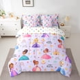thumbnail image 2 of Erosebridal Magical Cartoon Princess Bedding Sets Queen Size,Fairy Tale Castle Comforter Sets with Sheets,Purple Rainbow Floral Bed in a Bag Queen Size,Lightweight Bedroom Decor Reversible,7-Piece, 2 of 7