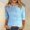Sky Blue(New), variant on PNTUTB Women's 3/4 Sleeve Round Neck Top/Shirt Printed Round Neck Long Sleeve Basic Tees Blouses
