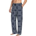 thumbnail image 2 of Uemuo Geometry Flower Pattern Men's Wide Leg Palazzo Lounge Pants with Pockets Light Weight Loose Comfy Casual Pajama Pants-Medium, 2 of 9