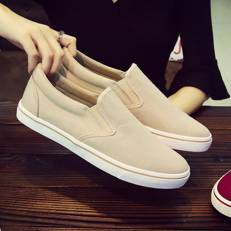 casual shoes for Men Flats For Men Slip On Shallow Mouth Simple Single Shoes Casual Shoes Work Shoes Canvas Dress Sandals for Women Khaki Walmart