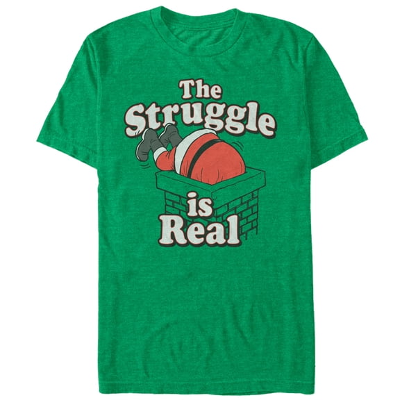 Men's Lost Gods Christmas Santa Struggle is Real Graphic Tee Kelly Heather Large