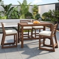 thumbnail image 1 of 5-Piece Rustic Patio Bar Set, Patio Table and Chairs Set with Ergonomic Chairs, Solid Wood Slatted Tabletop for Poolside, Balcony, Backyard, Porch, 1 of 5