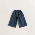 thumbnail image 4 of YMNXA Toddlers Kids Boys Casual Pants Elastic Waist Wide Leg Striped Print Comfortable Breathable Linen Trousers For Daily Wear,Navy,2-3 Years, 4 of 4
