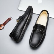 Winter Men's Casual Loafers Slip On Outdoor Fuzzy Furry Loafers Leather Warm Comfortable Shoes Male Driving Shoes Moccasins Classic Penny Loafer Flats Boat Shoes