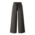 thumbnail image 3 of Miluxas Women's Paperbag Waist Wide Leg Pants Solid Color High Waist Drawstring Work Casual Trousers with Pockets for Vacation Travel Gray, 3 of 5