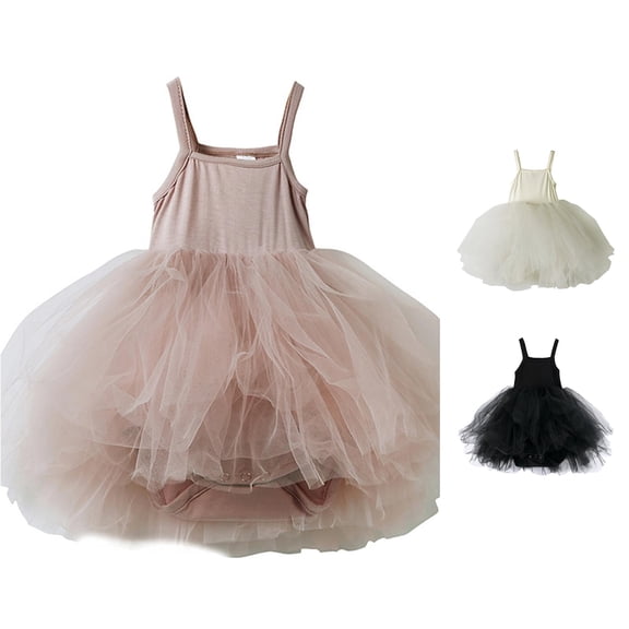 0 18M Bodysuit Tutu Dress Baby Girl Romper Dress Toddler Solid Color Skirt Holidays Outfits Baby Girl Coverall 12-18 Months