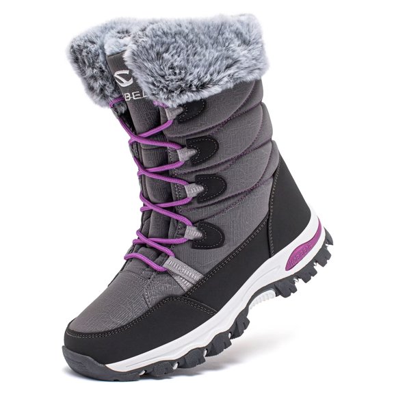 HOBIBEAR Women's Waterproof Winter Snow Boots Lightweight Warm Faux Fur Lined Mid-Calf Booties