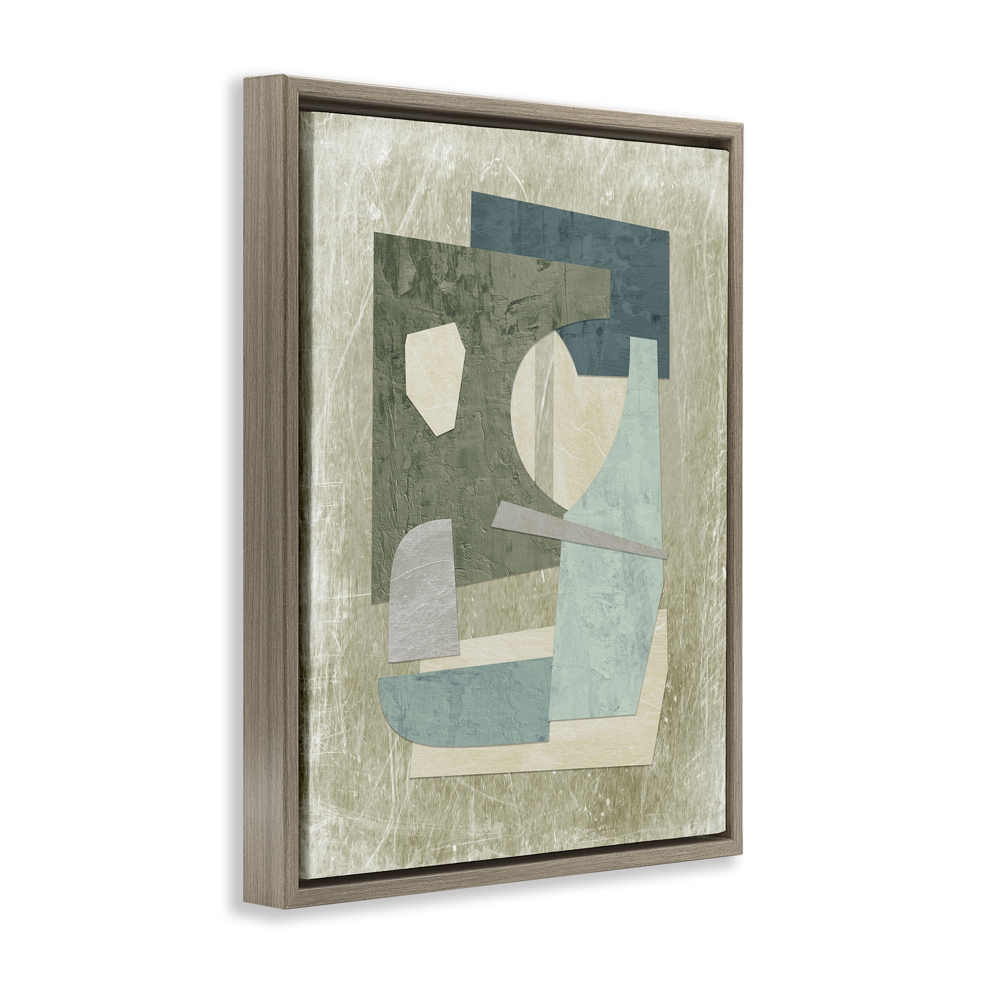 Stupell Industries Neutral Shapes Arranged Abstract Painting Brown Floater Framed Canvas Art Print Wall Art, 25 x 31