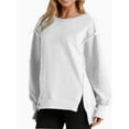thumbnail image 3 of Women Oversized Sweatshirts Crewneck Side Slit Pullover Long Sleeve Casual Tops, 3 of 6