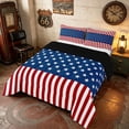 thumbnail image 2 of Manfei Simple Star Stripe Queen Comforter Set, Classic US Flag Comforter Sets Queen, Red White Blue, Black Reversible 3-Piece, 1 Comforter and 2 Pillowcases, 2 of 6