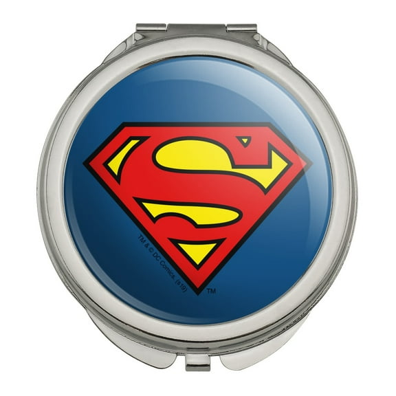 Superman Classic S Shield Logo Compact Travel Purse Handbag Makeup Mirror