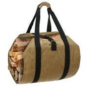 ZENY Firewood Log Tote Waterproof Wax Canvas Fireplace Carrier Bag Yellow Brown