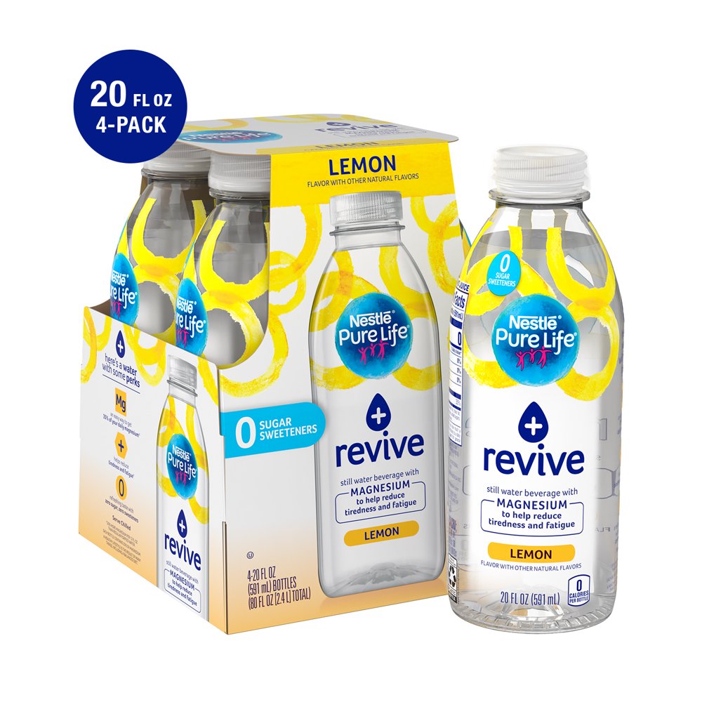 Nestle Pure Life + revive with Magnesium (lemon flavor) 20 Fl. Oz. (4 Pack)