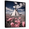 thumbnail image 2 of Designart "Pink Grey Native Tipi Serenitys Beauty " Floral Floater Framed Canvas Wall Art, 2 of 7