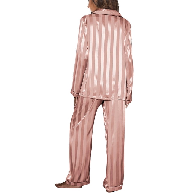 Button Sleepwear Set, Breathable Long Sleeve Pajama Set Striped Skin Friendly For Sleep ANGGREK Otros