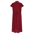 thumbnail image 5 of Busydd Summer Dresses for Women 2025 Trendy Solid Color Button Cotton Linen Dress Lapel Sleeveless Midi Dresses for Women Loose Comfy Casual Sundresses for Women with Pockets Wine 3XL, 5 of 5