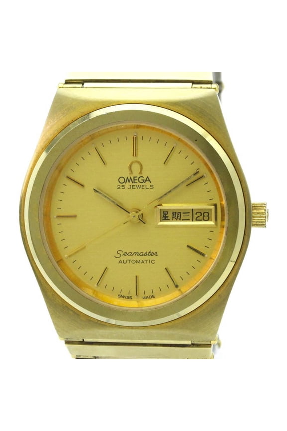 Pre-Owned OMEGA Seamaster Day Date Cal.2836-2 Gold Plated Automatic Mens Watch 366.0884 Vintage
